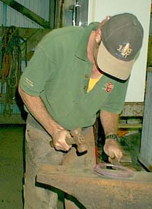 Andrew making the final touches to a specialised shoe